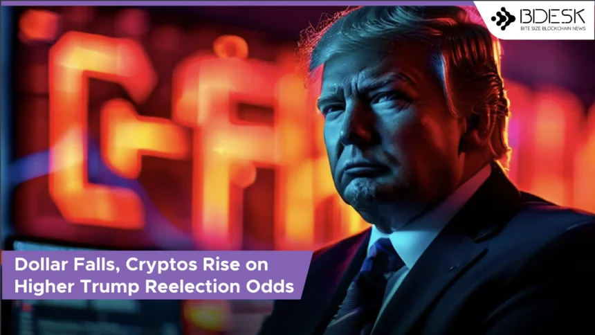 13Desk | Dollar Falls, Cryptos Rise on Higher Trump Reelection Odds