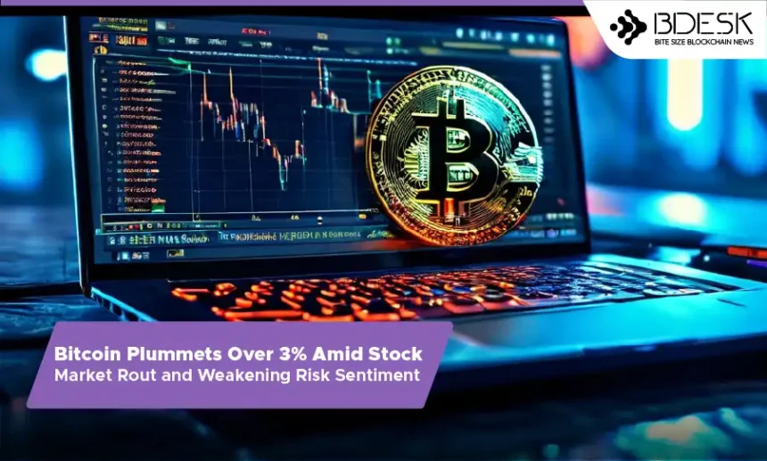 13 Desk Crypto News | Bitcoin Plummets Over 3% Amid Stock Market Rout and Weakening Risk Sentiment