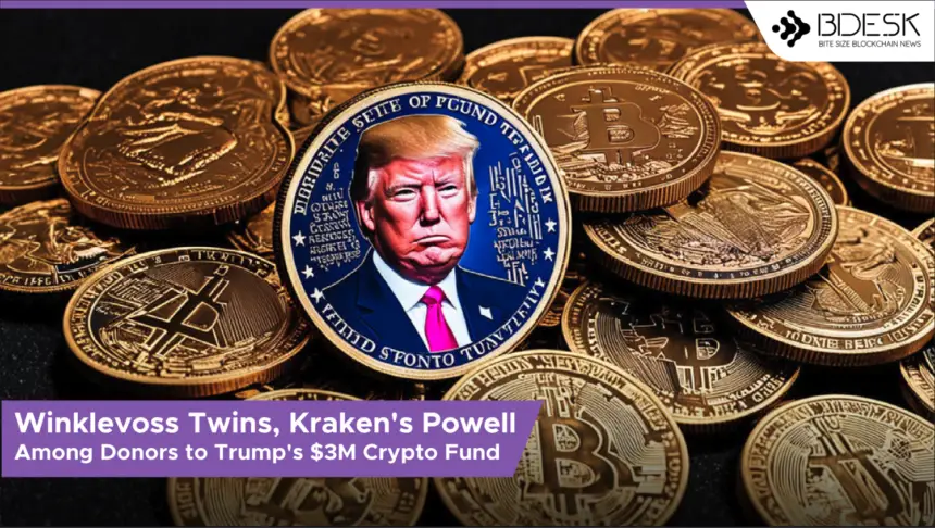 Former U.S. President Donald Trump's campaign raised $3 million in cryptocurrency last quarter, with contributions from around 100 people, including notable industry figures like the Winklevoss twins and Kraken's Jesse Powell. Much of the funding was received in bitcoin (BTC) and ether (ETH), as reported by the Wall Street Journal. This significant influx of crypto donations highlights the growing role of digital currencies in political fundraising.