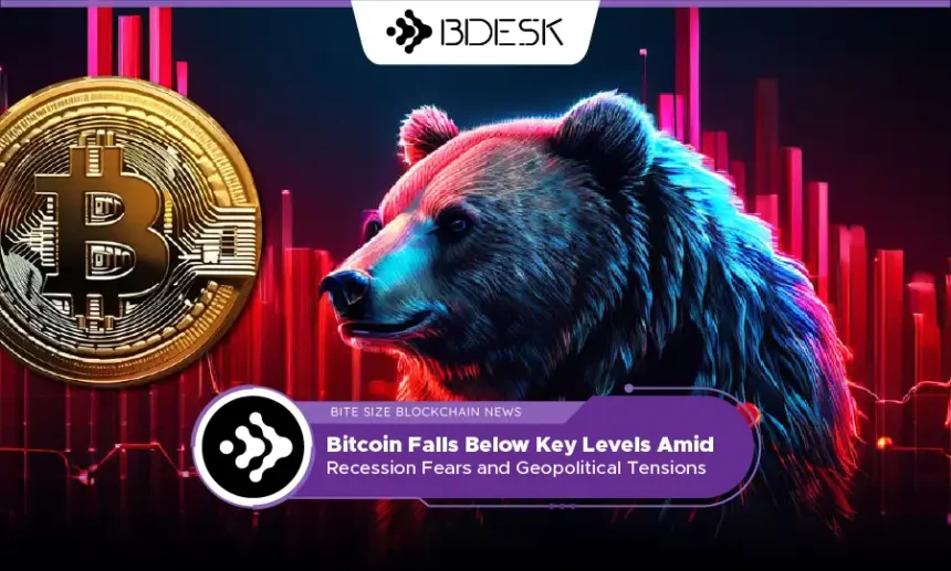 13 Desk Crypto News | Bitcoin Falls Below Key Levels Amid Recession Fears and Geopolitical Tensions