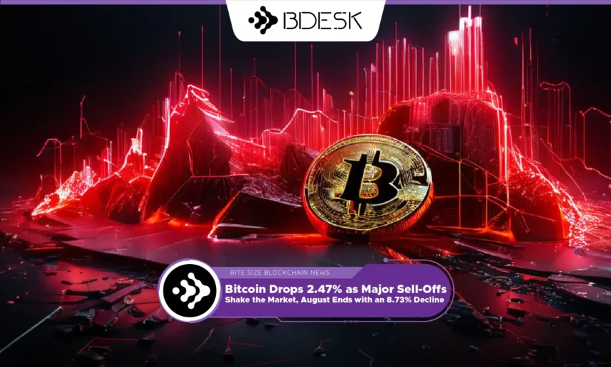 13Desk Crypto News | Bitcoin Drops 2.47% as Major Sell-Offs Shake the Market, August Ends with an 8.73% Decline