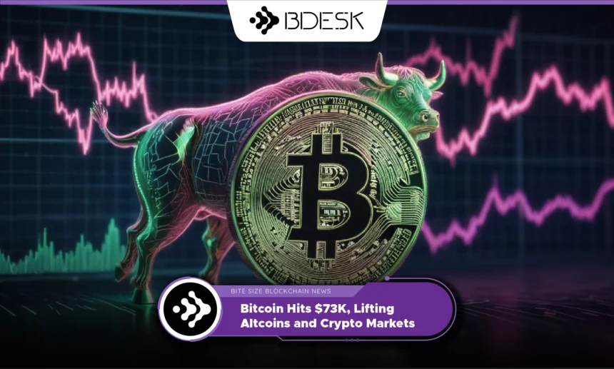 13Desk Crypto News | Bitcoin Hits $73K, Lifting Altcoins and Crypto Markets