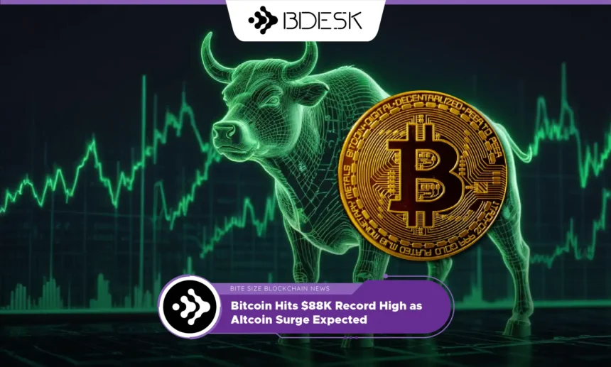 13Desk Crypto News | Bitcoin Hits $88K Record High as Altcoin Surge Expected