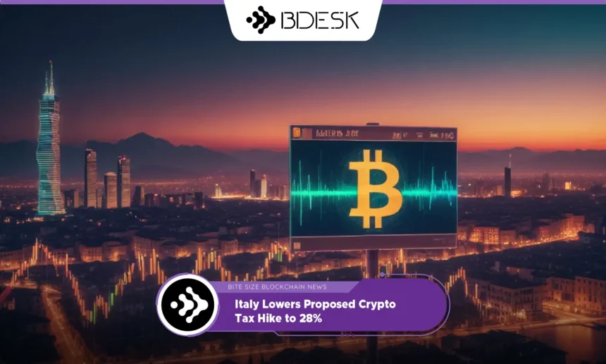 13Desk Crypto News | Italy Lowers Proposed Crypto Tax Hike to 28%a