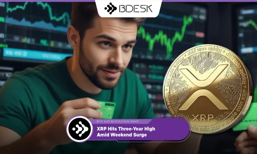 13Desk Crypto News | XRP Hits Three-Year High Amid Weekend Surge